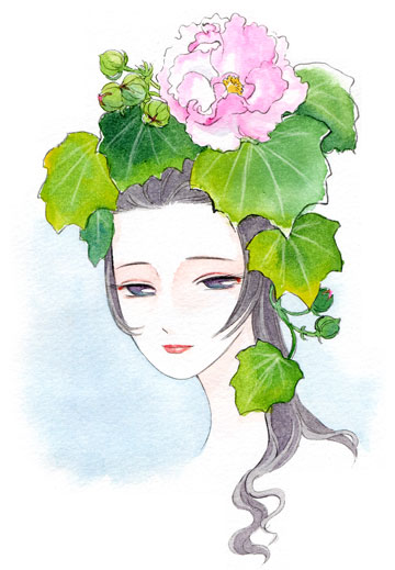 甄夫人の頭に花が咲いてます